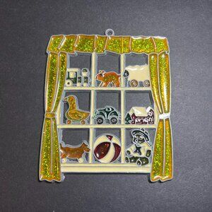 VTG Glitter Multicolor Plexiglass Acrylic Toy Store Window Suncatcher Ornament